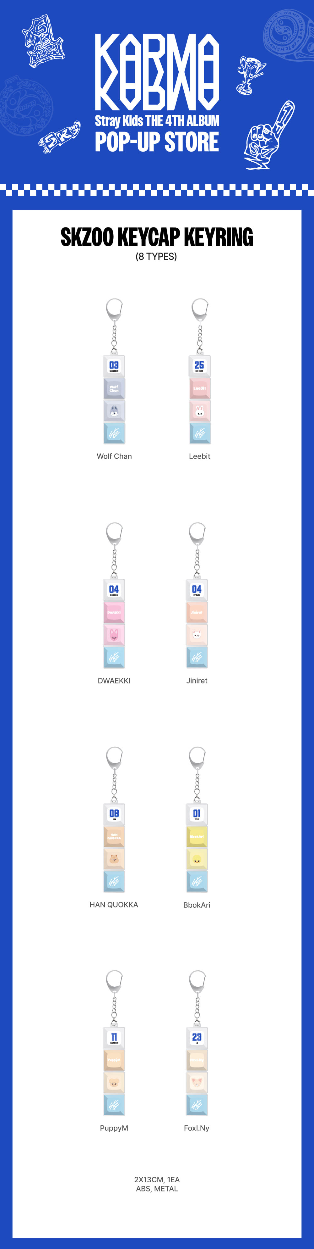 Stray Kids POP-UP STORE [KARMA] MD - SKZOO KEYCAP KEYRING [Pré